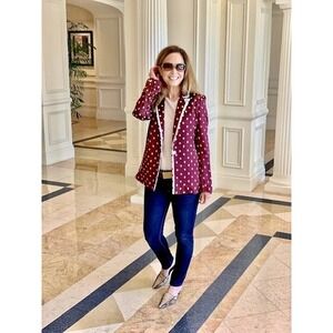 Rag & Bone Bonnie polka dot blazer size 10‎ — burgundy fall quiet luxe $550